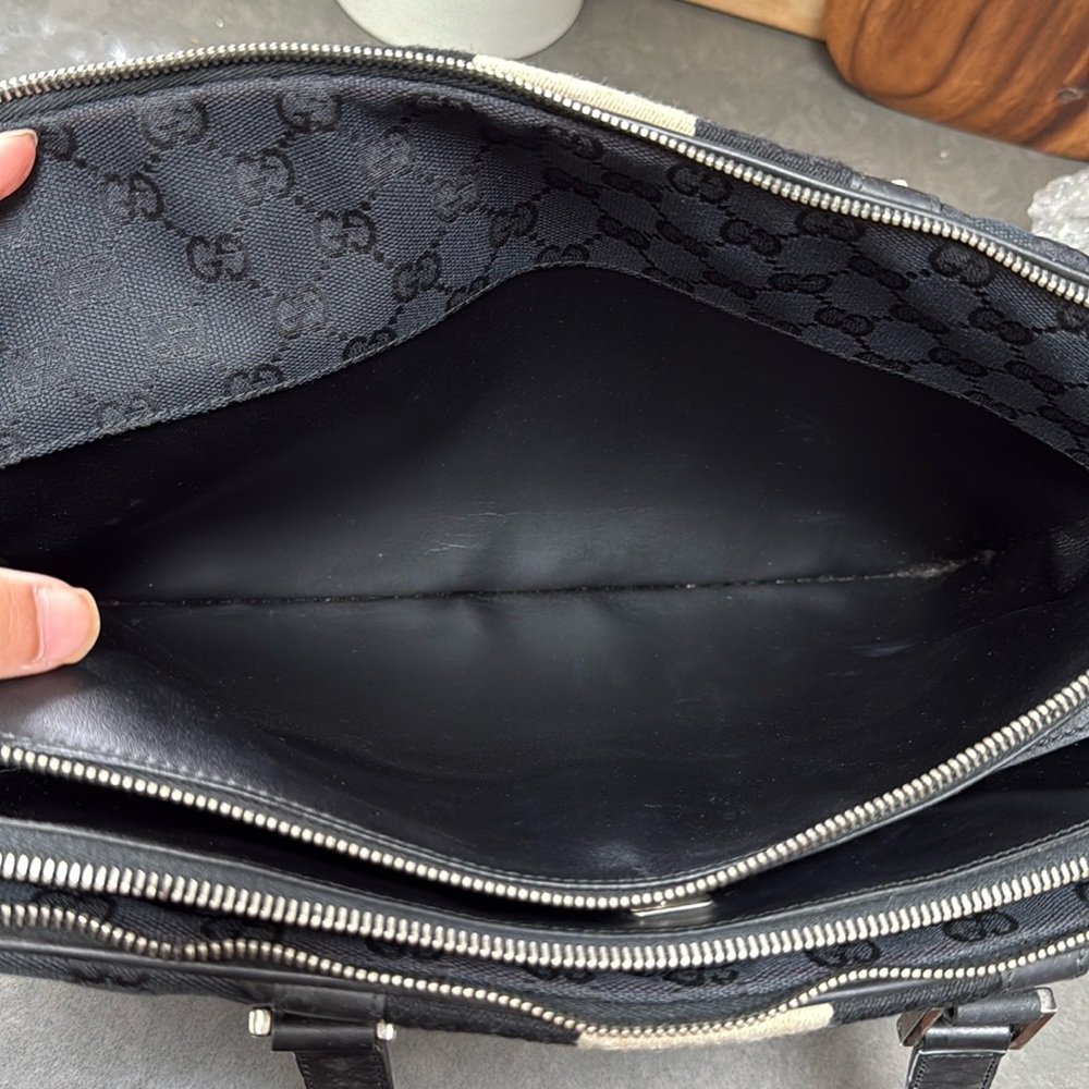 GUCCI GG Supreme Vintage Boston Bag Black/Silver Double Zip - Picture 12 of 14